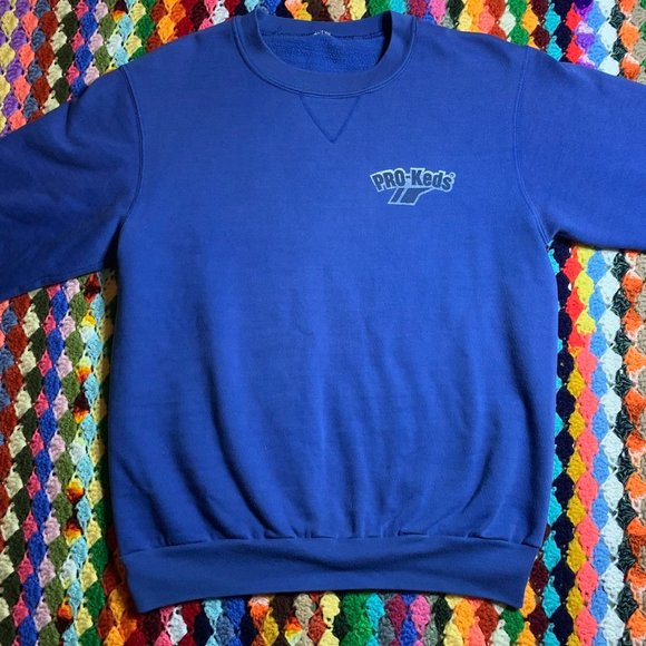 Vintage 80s PRO-Keds Logo Faded Royal Crewneck Sweatshirt Unisex - Picture 4 of 12